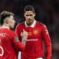 Manchester United defenders Raphael Varane and Lisandro Martinez