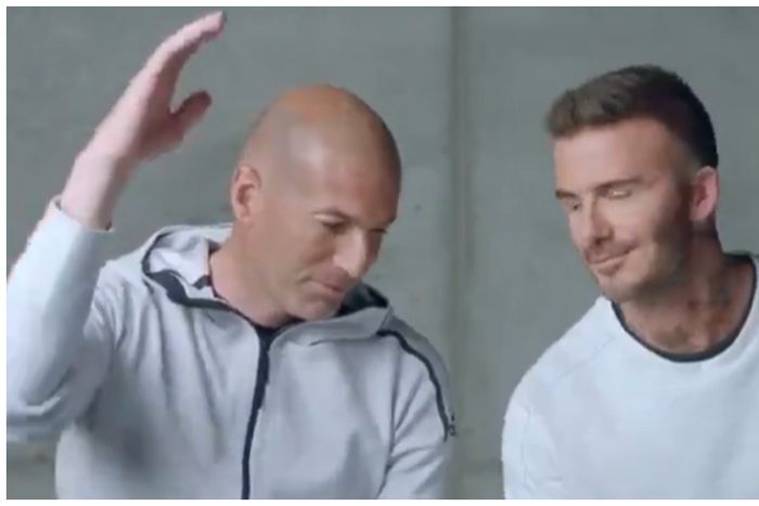 Zinedine Zidane and David Beckham in the Adidas video.