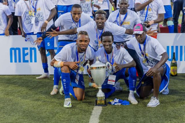 Rayon Sport players celebrating winning the 2023 Peace Cup.