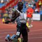 Emmanuel Wanyonyi of Kenya celebrate victory in 800 Metres Men at the World Athletics Continental Tour Golden Spike event in Ostrava in the Czech Republic.