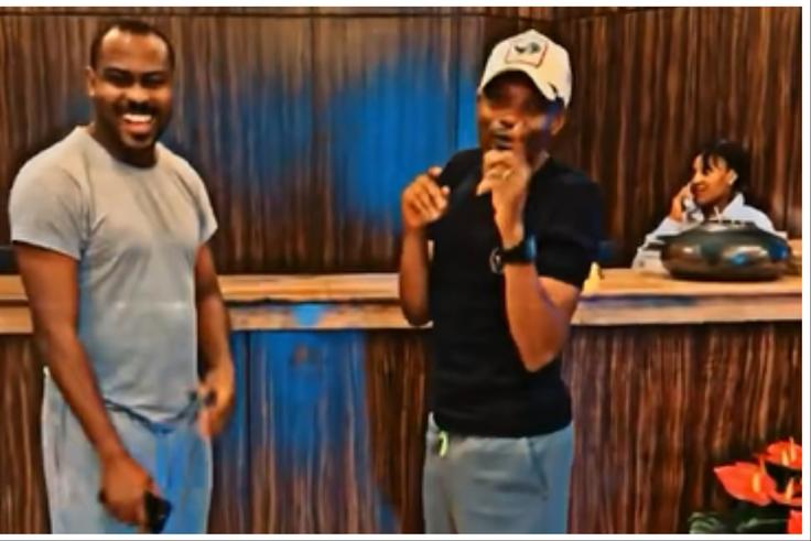 Super Eagles of Nigeria legends Ahmed Musa and Vincent Enyeama embrace at Reunion.