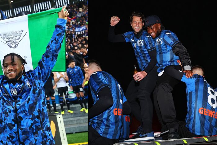 Super Eagles of Nigeria star Ademola Lookman celebrates season with Atalanta.