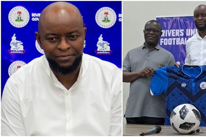 New Rivers United manager Finidi George during his media unveiling.