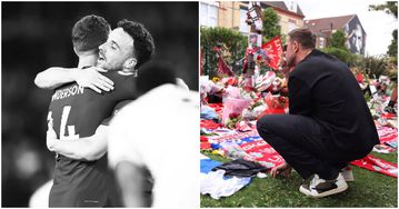 Diogo Jota: Henderson visits Anfield to pay tribute to former Liverpool teammate
