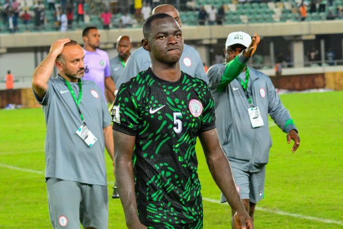 Benjamin Tanimu of Nigeria during the 2026 FIFA World Cup Qualifier match between Nigeria and South Africa at Goodswill Akpabio International Stadium on June 7, 2024, in Uyo, Nigeria. Photo by Abdul Momoh