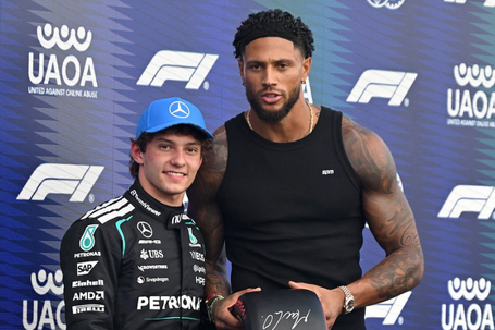 Super Eagles star Maduka Okoye Presents Kimi Antonelli with British GP Pole Award