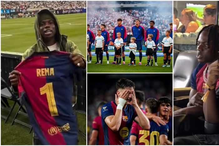 Rema and Olamide attended Barcelona vs Real Madrid friendly in the US.