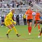As the last defender before the tackle was made, center referee Ekaterina Koroleva made the decision to send off Alozie. Image Credit - Imago