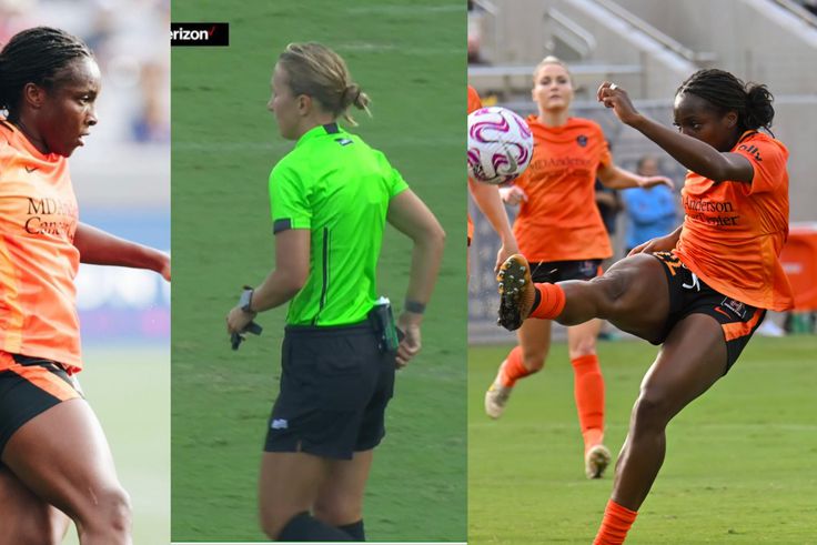 Alozie took down her opponent, who was through on goal after she was unable to control the ball from a throw-in. Image Credit - Houston Dash