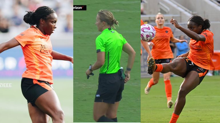 Alozie took down her opponent, who was through on goal after she was unable to control the ball from a throw-in. Image Credit - Houston Dash