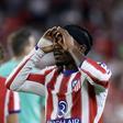 Ademola Lookman celebrates his goal for Atletico Madrid.