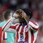 Ademola Lookman celebrates his goal for Atletico Madrid.
