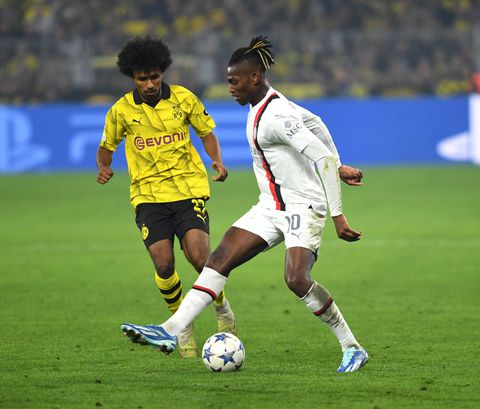 Leao in action for AC Milan against Dortmund in the Champions League || Credit Imago