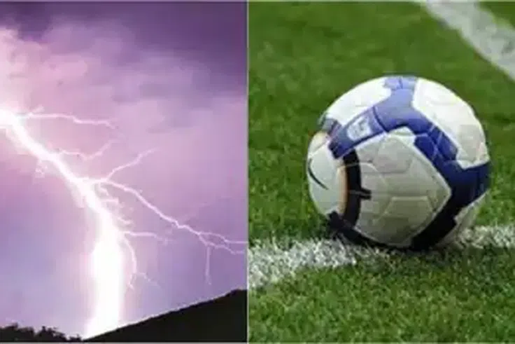 [WATCH]: Hearbreaking moment lightning strike k!lls football player, injures others