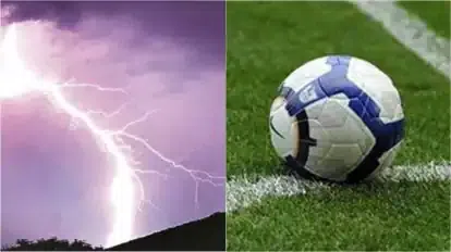 [WATCH]: Hearbreaking moment lightning strike k!lls football player, injures others