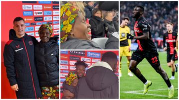 Victor Boniface's grandmother in greet and meet with Leverkusen stars after watching him live