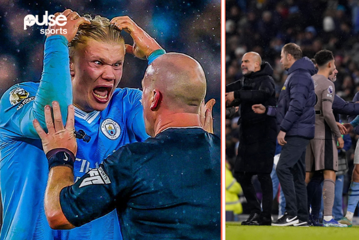 Manchester City striker Erling Haaland was left irate by referee Simon Hooper
