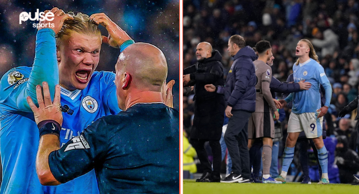 Manchester City striker Erling Haaland was left irate by referee Simon Hooper