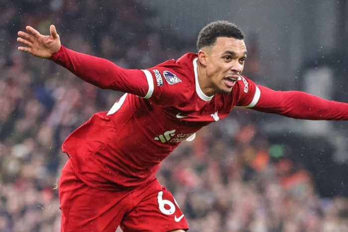 Trent Alexander Arnold celebrating his goal for Liverpool vs Fulham || Image credit: Imago
