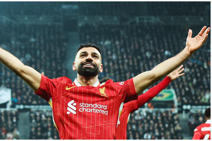 Liverpool's record breaker Mo Salah.