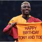 Victor Osimhen celebrates at the Rams Park with a special shirt!