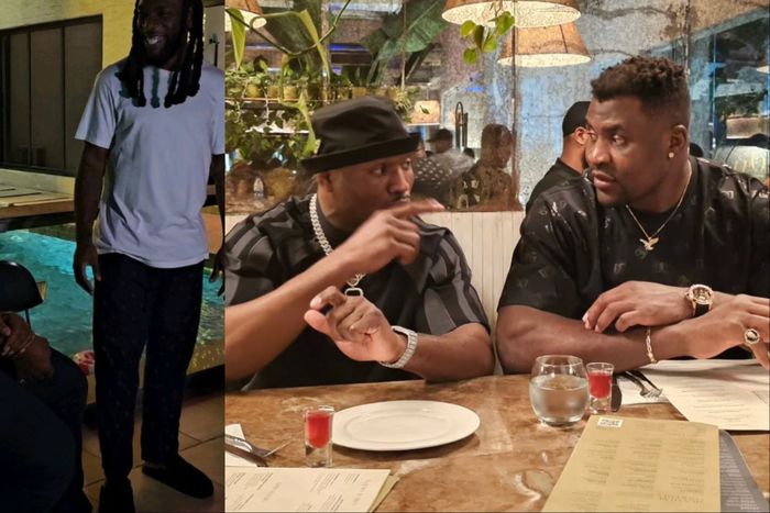 Cameroon star Francis Ngannou teams up with African giant Burna Boy and Nigerian Nightmare Kamaru Usman in Lagos.