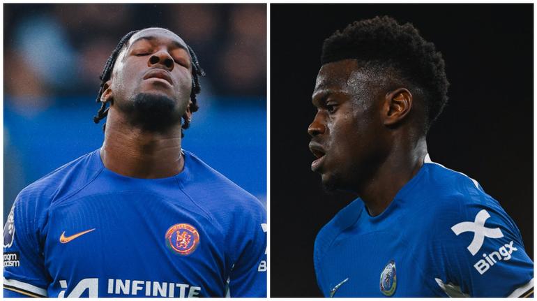 Axel Disasi and Benoit Badiashile of Chelsea.
