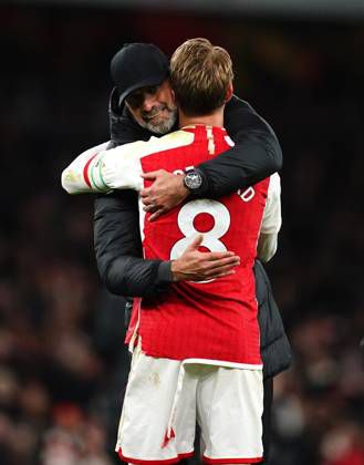 Arsenal's Martin Odegaard and Liverpool's Jurgen Klopp | Imago