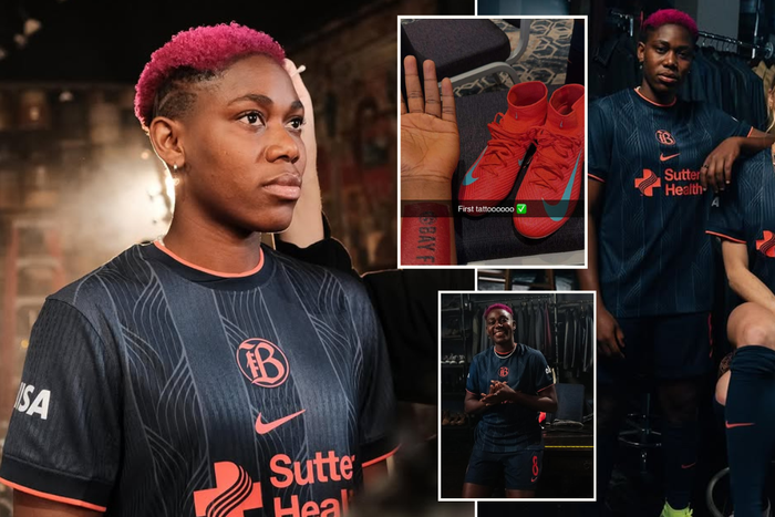 Asisat Oshoala surprises fans with her first tattoo as Super Falcons star models in new kit for Bay F.C