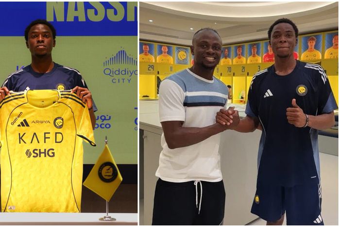 New mates: Nigerian rising star David Oguejiofor joins Cristiano Ronaldo and Mane at Al Nassr