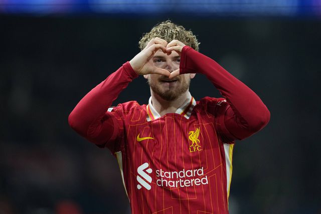 Harvey Elliott celebrates scoring for Liverpool || Imago