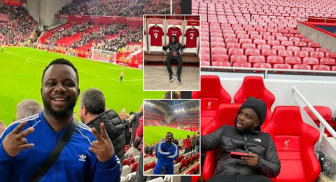 Oga Sabinus: Nigerian skit maker at Anfield to cheers Liverpool to victory
