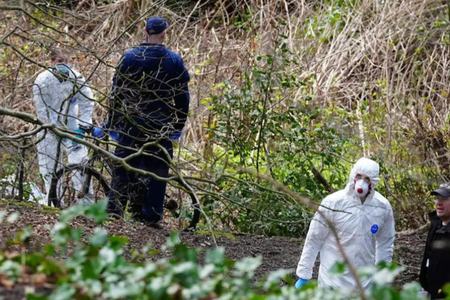 Forensics officers of the Greater Manchester Police at the scene where the remains was found CREDIT: Peter Byrne/pa (Telegraph)