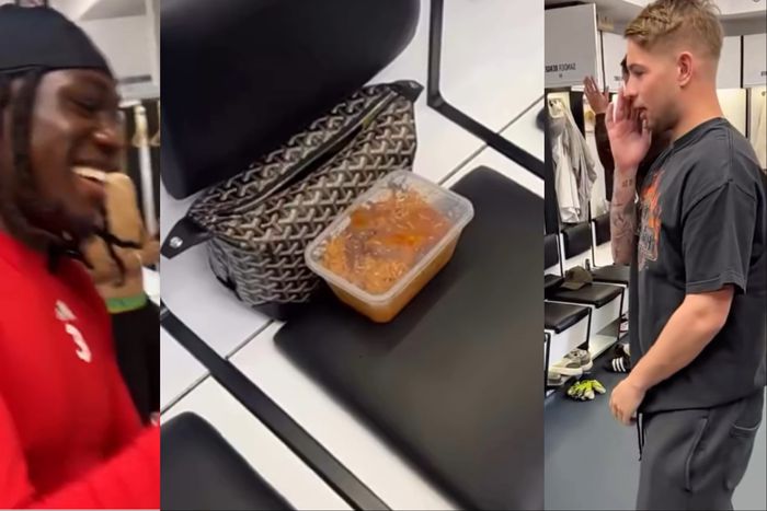 Ahead of the Premier League clash between Fulham and Liverpool, Calvin Bassey hustles Jollof Rice for Emile Smith Rowe.