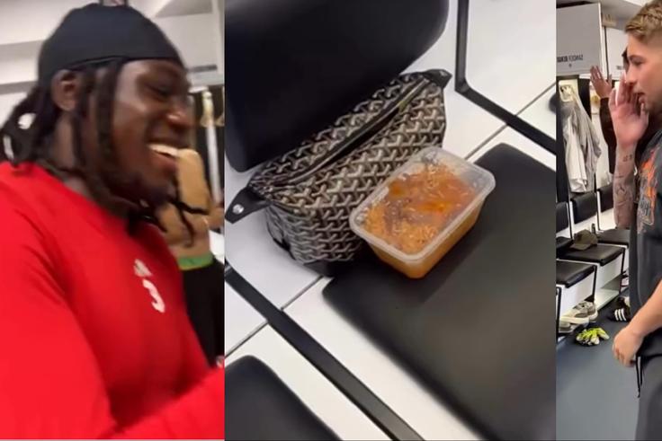 Ahead of the Premier League clash between Fulham and Liverpool, Calvin Bassey hustles Jollof Rice for Emile Smith Rowe.