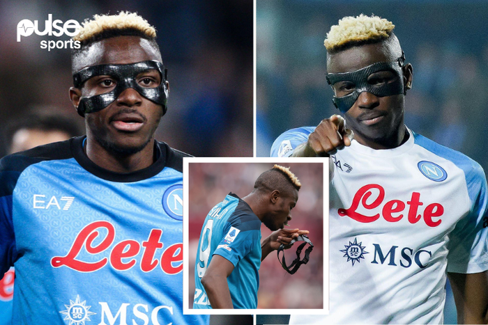 why does osimhen wear a mask