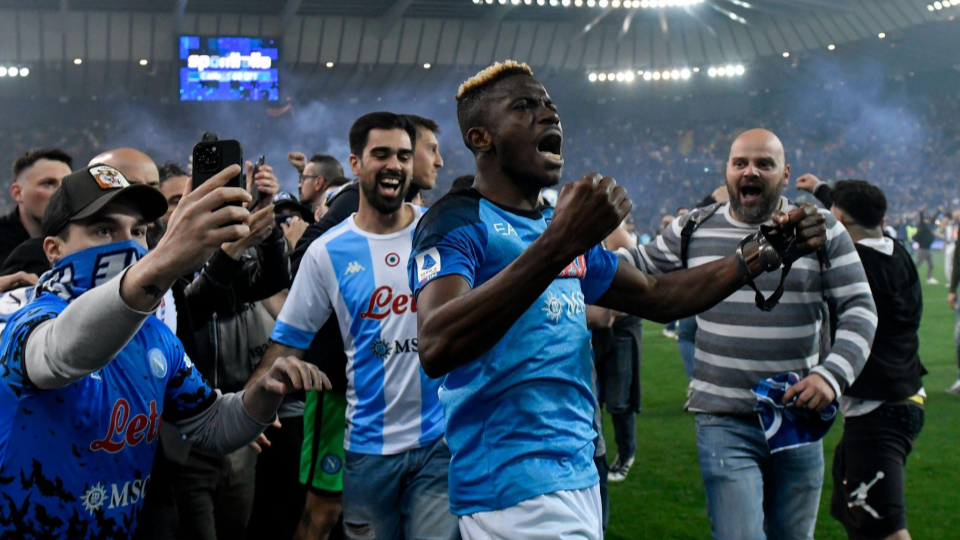 Osimhen celebrates Scudetto with Napoli fans