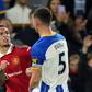 Antony of Manchester United square out with Brighton's Lewis Dunk.