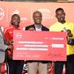 From the left: AK Nairobi region chair Banaba Korir, Mary Moraa, Sports PS Jonathan Mueke, Wiseman Were and Absa Bank Managing Director Abdi Mohamed