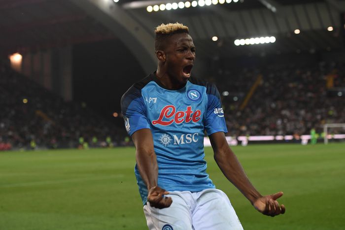 Napoli striker Victor Osimhen celebrate being champions of Italy