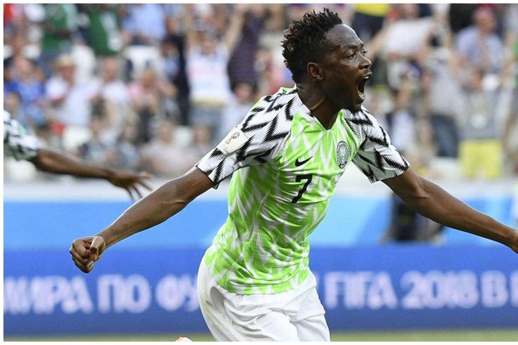Ahmed Musa celebrating for the Super Eagles. || Imago