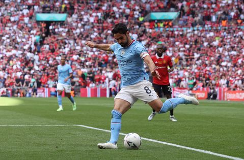 Ilkay Gundogan in action against Man United in the FA Cup final