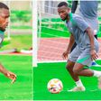Ibrahim Olawoyin on the move in Super Eagles training in Uyo.