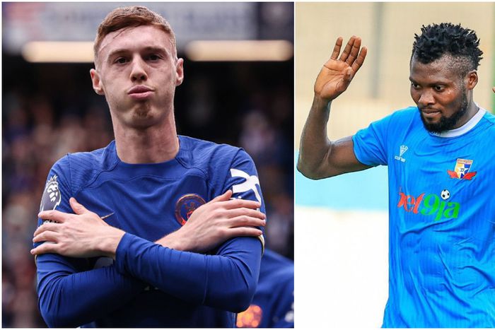 Chelsea's Cole Palmer (left) and Sikiru Alimi of Remo Stars.