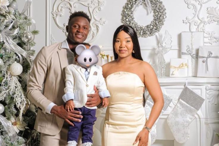 Victor Wanyama and his fiancée Serah Teshna with their son
