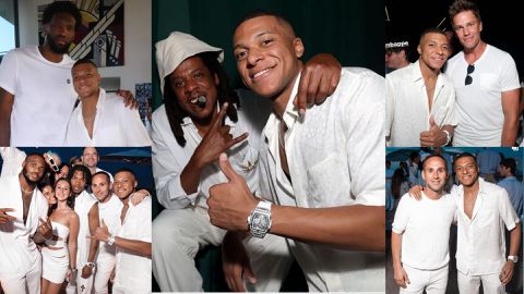 Kylian Mbappe teams up with Brady, NBA stars, models and celebrities at Michael Rubin's star-studded white party