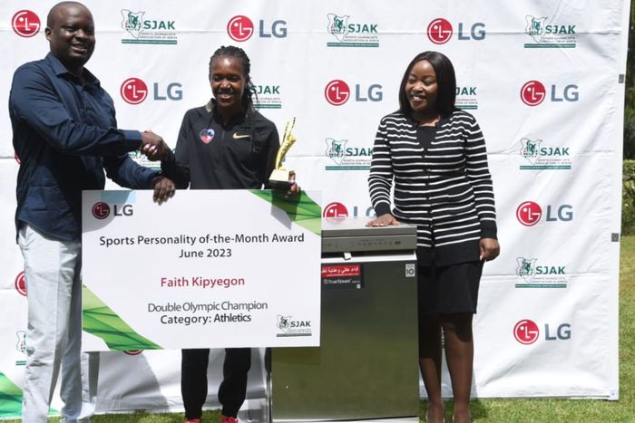 Faith Kipyegon after named the SJAK/LG Sports Personality of June.