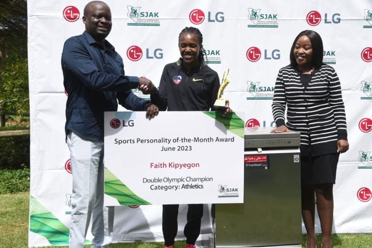 Faith Kipyegon after named the SJAK/LG Sports Personality of June.