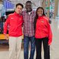 Ashley Tshanda, a Cross Country Skier and Issa Laborde, an Alpine Skier pose for a photo with Paul Tergat
