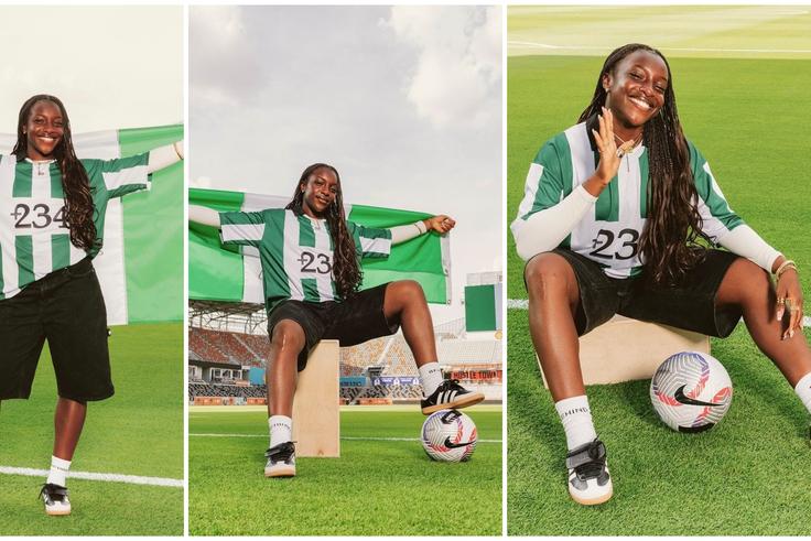 Super Falcons defender Michelle Alozie celebrates her imminent Olympics debut.